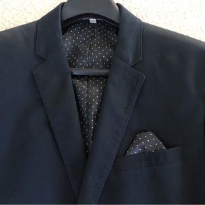 Express Blue Jacket/Blazer Fitted w/Pocket Square Scarf